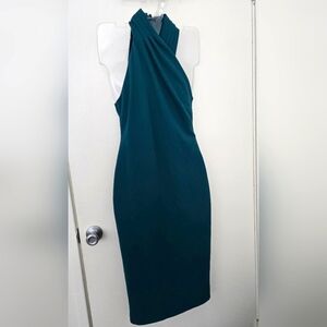 Rachel Rachel Roy Womens Harland Crepe Sleeveless Midi Dress Dark Teal EUC